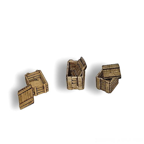 Ammo / weapons open wooden boxes set #C2 (square)