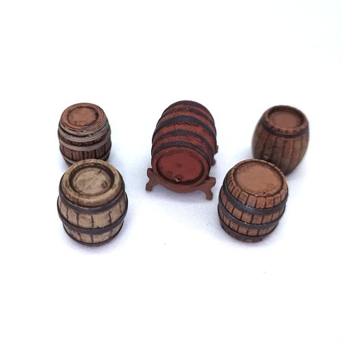 Assorted wooden barrels